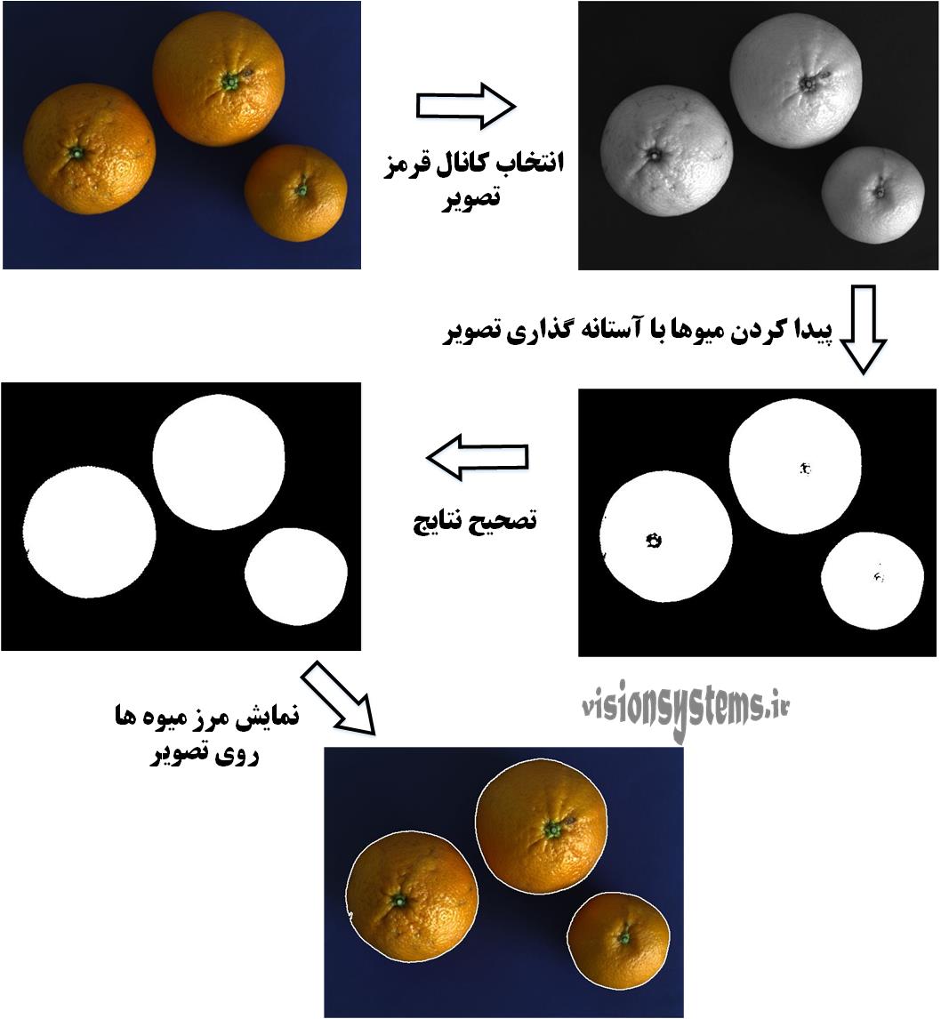 الگوریتم پردازش تصویر برای کلاس بندی میوه ها 